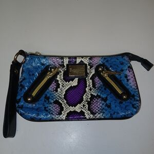 Betsey Johnson Blue and Purple Snake Print Wristlet